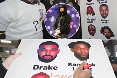 The internet was buzzing when iShowSpeed, the streaming sensation with 38 million subscribers, was asked to pick the greatest rapper of all time from a lineup of legends: Drake, Kendrick Lamar, Kanye West, J. Cole, Playboi Carti, and Travis Scott. Without a second thought, he dropped a bombshell: “My GOAT is not on the list,” and boldly wrote down EMINEM on the banner.