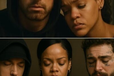 This is more than just a song—When I’m Gone is a whispered, tear-stained prayer to those we love, spoken in the silence after we’ve disappeared. Eminem doesn’t just rap—he pours out the regret, guilt, and ache of a father, a son, a soul on the edge, desperately holding onto the last threads of connection. Rihanna, with a voice that feels like a sacred hymn, sings for all hearts that have lost their light. And Post Malone, in his smoky, solemn tone, delivers words that echo like ghostly echoes from another world. When their voices merge, it’s no longer music—it’s a goodbye, an apology, and the final embrace for those who never wanted to let us go.