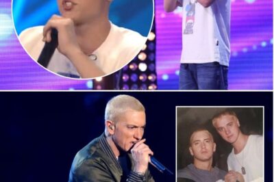 A 16-year-old student hit the Got Talent stage like a lightning bolt—bleached hair, hoodie pulled tight, and that unmistakable Eminem swagger pulsing through every step. He didn’t just look the part—he lived it. From the moment he gripped the mic, it was clear: this wasn’t just a performance, it was a full-blown Slim Shady takeover. Then came the opening line of “The Real Slim Shady”—and the crowd lost it. The beat barely had a chance to drop before the audience was on their feet, shouting, dancing, riding the wave of every bar he threw like it was a concert in Detroit. Each word hit with precision, each gesture a mirror of Marshall Mathers himself. The judges sat wide-eyed, grinning like they’d just stumbled onto something big—really big. And when it ended, they didn’t hesitate. Standing ovation. One judge called him a “mini Eminem,” and the whole room felt it: something special had just happened. A kid walked in chasing a dream—and walked out a star in the making.