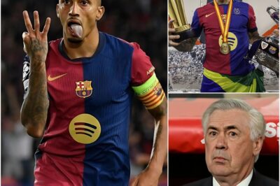 Last hour: Raphinha caused a stir in social networks by stating that Real Madrid’s victory in the Champions League throughout history was due to UEFA’s luck and favoritism and the arbitration team. Coach Carlo Ancelotti responded immediately with only nine words, leaving the star of Barcelona without words.