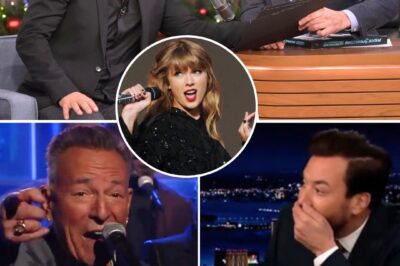 “I’ve been singing it wrong for 50 years—can you believe that?” Bruce Springsteen confessed, grinning on The Tonight Show with Jimmy Fallon—and within seconds, the studio was on fire. What began as a light-hearted moment about the Thunder Road lyric turned into a full-blown rock resurrection. Springsteen suddenly strapped on his guitar and ripped into a surprise performance so fierce, Jimmy Fallon nearly fell off his chair. The audience lost it. Twitter lit up like a Springsteen stadium encore: “I watched it 12 times. I’m still not over it.” And just when fans thought it couldn’t get wilder, Fallon asked about the Taylor Swift tour rumors. Bruce winked and replied: “Let’s just say… my daughter’s already packed my bags.” One legend. One guitar. One night that reminded the world why Springsteen doesn’t just perform—he takes over.
