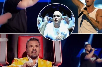 The second he stepped onto the stage, the crowd traded doubtful looks. He looked like the kid who always got picked last in gym class—the chubby guy you’d expect to get mocked, not applauded. But then he gripped the mic, took a breath, and everything stopped. What followed was lightning in a bottle—a jaw-dropping Slim Shady impersonation that hit like a punch to the gut. Word for word, beat for beat, he nailed the Grammy-winning anthem that launched Eminem into legend. By the time he hit the final bar, the room had exploded—people on their feet, hands in the air, cheering like they’d just witnessed a miracle from the most unlikely star.