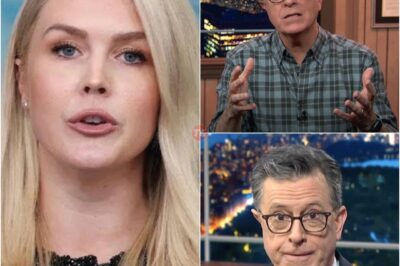 Karoline Leavitt Hijacks Colbert’s Stage in Explosive On-Air Clash—Audience Gasped, Show Abruptly Cut, and TV History Made!