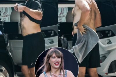 ‘Taylor Swift is okay with that?’: Travis Kelce’s VERY hairy back leaves fans split after sweaty Miami workout