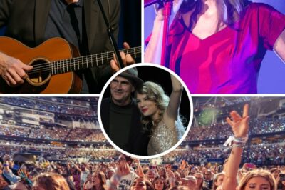 The crowd fell silent as James Taylor began to sing “Fire and Rain” — and then, Taylor Swift walked out. No flashy entrance, no announcement. Just pure reverence. She stood beside the man she was named after, eyes misty, heart wide open. As their voices intertwined, it wasn’t just music — it was a bridge across time. Swift didn’t try to steal the moment; she honored it. James led with soul. Taylor followed with grace. And for those who were there, it wasn’t just a duet — it was a once-in-a-lifetime moment of connection, history, and quiet magic. A tribute. A dream fulfilled. And maybe, the most touching rendition of “Fire and Rain” ever performed.