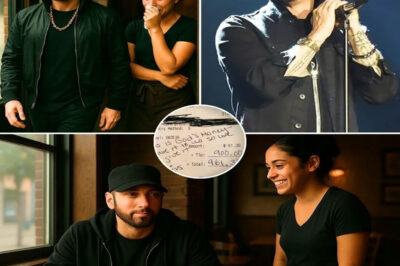 She Thought He Was Just Another Customer — But When She Opened the Receipt, Eminem’s Handwritten Note and $1,000 Tip Left Her Shaken and Speechless!!!What started as a routine transaction quickly turned into an unforgettable moment. When the waitress found Eminem’s $1,000 tip, she was stunned — but it was the secret message he’d written on the receipt that truly broke her down in tears. The words revealed a side of the “Rap God” no one had ever seen before, sparking shock and curiosity worldwide. What did Eminem say that changed everything in an instant? The answer is more powerful and mysterious than anyone could have imagined!