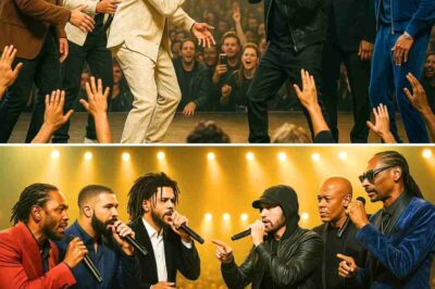 SHOCKING RAP BATTLE TWIST! Kendrick, Drake & J. Cole vs. Eminem, Dr. Dre & Snoop?! The Ultimate Showdown Ends in CHAOS ! Just When the Winner Was About to Be Announced… A FAMOUS Legendary Rapper Joins the Stage in the Final Seconds! Everything Changed! In a clash of titans no one thought would ever happen — Kendrick Lamar, Drake, and J. Cole faced off in a lyrical war against Eminem, Dr. Dre, and Snoop Dogg. The crowd was wild. The verses were vicious. The energy? Unmatched.WHO WON? But just when the final verdict was moments away… The lights went out. A single spotlight hit the stage. A famous lengendary rapper stepped forward. Mic in hand. And with seven chilling words, the game changed forever: “This ain’t about sides. It’s about saving hip-hop.” The audience froze. The battle never finished.Who was he? What does it mean? Fans are still reeling — and hip-hop may never be the same.