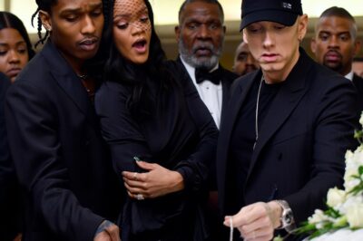 HEARTBREAKING: Eminem takes off his signature necklace and places it next to the casket — “Only she would understand,” and why everyone freezes including Rihanna and A$AP Rocky