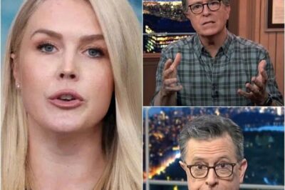 Karoline Leavitt Hijacks Colbert’s Stage in Explosive On-Air Clash—Audience Gasped, Show Abruptly Cut, and TV History Made!