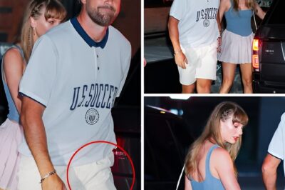 Travis Kelce And Taylor Swift appeared at a fancy dinner in NYC. While Travis smiled at the camera, Taylor was quite shy and avoided it. Subtle fans discovered the real reason was the object Travis kept in his pocket.