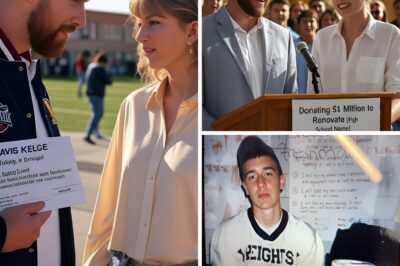 Travis Kelce and Taylor Swift donated $1 million to renovate Travis’s old high school — but when he stepped into the old gym, a message on one worn-out chair made him tear up… Cleveland Heights High had deteriorated after 60 years. Travis funded the full renovation of the field, library, and cafeteria. In the old gym, he spotted a chair with this inscription: “If no one believes in you, believe in yourself – Mom.” It was written by his mom when he almost got expelled at 17…