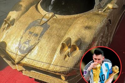 Extremely special international version! Million-dollar Pagani Zonda supercar decorated with 100,000 gold coins shaped like Lionel Messi debuted at Miami Concours.video