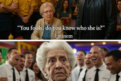 In a dramatic turn of events at Eminem’s restaurant, a tense confrontation unfolded when staff ridiculed an elderly woman, leaving her visibly hurt and confused. Amid the lively atmosphere filled with hip decor and chattering customers, Eminem burst in with an authoritative presence. Spotting the mistreatment, he confronted the employees, his voice cutting through the noise: “You idiots, do you even know who she is? She’s…”