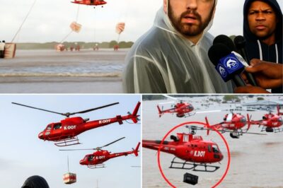 SHOCK: Eminem Sends 7 Helicopters to Texas Flood Victims — But It’s What the 7th One Delivered That Left the Nation Speechless!Thousands cheered as Eminem’s private helicopters rained down supplies for Texas flood victims — but while 6 aircraft carried food and aid, it was the 7th chopper that stunned the entire country. What it delivered brought tears, gasps, and a standing ovation from the survivors. No one saw this coming…