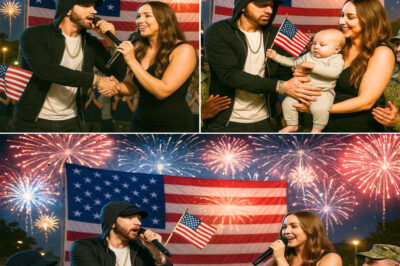 Eminem & Hailie Jade Ignite Detroit’s 4th of July with Unforgettable Rap-National Anthem Fusion — Baby Eliot’s First Celebration with Grandpa and Mom!Detroit’s 4th of July crowd witnessed something truly historic as Eminem and his daughter Hailie Jade delivered a groundbreaking performance, blending raw rap with the U.S. national anthem like never before—moving thousands to tears. Amidst the powerful music and patriotic energy, baby Eliot, Eminem’s three-month-old grandson, shared his very first Independence Day moment, cradled by his mom and grandpa on stage. This wasn’t just a show—it was a heartfelt symbol of family, pride, and unity, echoing through every verse and note. And just when the crowd thought they’d seen it all, Eminem whispered an 8-word secret to baby Eliot, leaving everyone speechless and craving the untold story behind this unforgettable 4th of July.