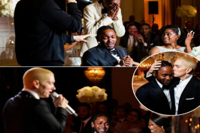 The whole showbiz silent: Eminem suddenly appeared in the wedding of Kendrick Lamar, did not dissolve anyone, did not curse anyone – just sing ballad? Fans shocked to the roof when “Mr. Hoang Punchline” held a microphone to sing love instead of rap! Is this a wedding or a historic hip-hop mediation? One minute 30 seconds was quiet when Eminem hummed the song “Love You Forever” as a standing groom, and Snoop Dogg hugged his face and cried? The Internet is not ready for Eminem to version ‘psychological groom’, and netizens are suspicious: Is this a disguised concert or … The upcoming MV? “