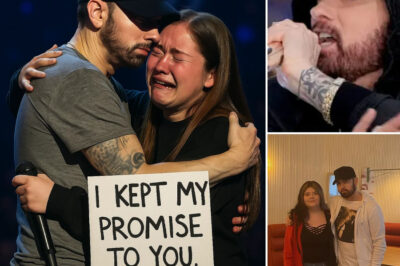 Eminem reunited with a fan after more than 10 years — and both had kept their promises to each other. At Detroit’s Ford Field, he paused mid-performance when he spotted a sign reading: “I kept my promise to you, Eminem.” Inviting her on stage, he left the crowd breathless as every question was finally answered.