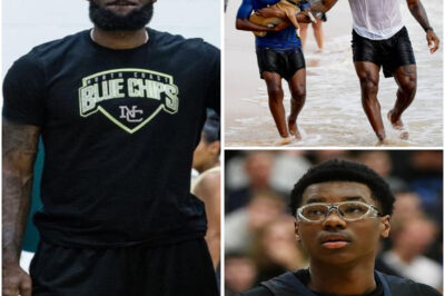 The Sun Was Shining, the Waves Were Rolling In, and LeBron James Was Laughing With His Son Bryce on What Was Supposed to Be a Carefree Family Beach Trip — Until a Sudden Cry for Help Pierced the Air. In Seconds, They Spotted a Dog Being Dragged Out to Sea by a Powerful Current, Its Paws Flailing Desperately Above the Water. Without Hesitation, LeBron and Bryce Charged Into the Surf, Battling the Waves to Reach the Struggling Animal… But It Was What Happened in Those Final, Tense Seconds Before They Pulled It to Safety That Has Lifeguards Calling the Rescue ‘One of the Most Courageous Things We’ve Ever Seen’ and Social Media Exploding With Questions About the Dog’s Incredible Backstory