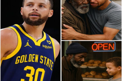 Stephen Curry was walking through downtown when he stopped — he saw a homeless man sitting on the sidewalk. What happened next brought tears to the eyes of onlookers. Not only did the NBA superstar walk up to the man and hug him, but he also revealed why: Years ago, when he was a hungry child in his old neighborhood, that same neighbor had quietly given him a piece of bread. Now, decades later, they were reunited in the most unlikely way. Stephen Curry’s next move left the entire NBA in awe and respect.