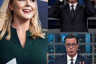What began as a playful interview spiraled into chaos when Karoline Leavitt flipped the script—literally. As Stephen Colbert tossed out his usual zingers, Leavitt came armed with facts, fire, and zero tolerance for media spin. The tension spiked when she called out Colbert’s selective outrage and double standards. Gasps echoed across the studio. Audience laughter faded. Producers scrambled. And in a move rarely seen, the segment was cut short. It wasn’t just a clash—it was a cultural detonation. This wasn’t just TV. It was a warning shot in America’s media w@r. Tap the comment section now to uncover the full story before it’s wiped off the feed…