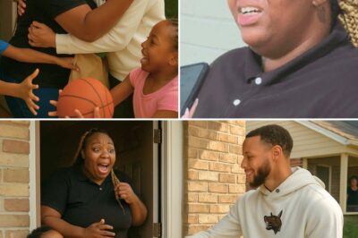 No One Should Have to Carry This Alone – After Going Viral for Working a 12-Hour Shift at Burger King and Getting Fired, She Was Shocked When He Appeared at Her Door with Groceries, Basketballs, and an Invitation, the Kids Froze, Her Heart Raced, and What Steph Did Next Changed Her Life Forever