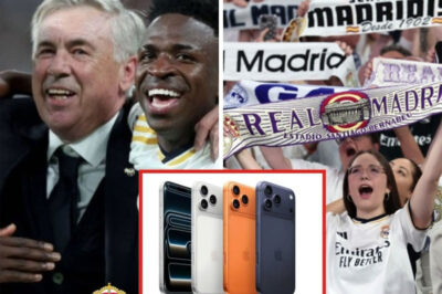 Unprecedented Breakthrough: Real Madrid Shocks the Football World by Gifting 10,000 Limited-Edition iPhones Engraved with Golden Team Signatures to Early Fans.