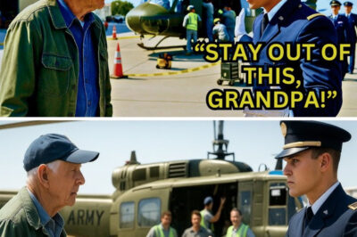 Technicians Couldn’t Restart a Downed Helicopter, Then the General Called a Forgotten Combat Veteran The hangar echoed with the frustrated clatter of tools and muttered curses. On the floor sat a silent giant — a weathered UH-1 Huey helicopter, its olive paint faded, its rotors motionless under the fluorescent glare. A half-dozen young technicians circled it, tablets in hand, lines of code scrolling across their screens. “Starter’s dead,” one grumbled. “Diagnostics won’t even boot,” another said. Then General Marcus Hale stepped in, voice sharp as a blade. “Move aside,” he ordered. “He’s here.” The technicians turned — and snickers broke out. Shuffling through the hangar doors came Frank Dalton, gray-haired, hunched in a sun-bleached field jacket from another century. No toolbox. No tablet. Just a quiet gaze that seemed to belong to another time. “This bird has a soul,” he said softly, running a hand along the battered fuselage. The laughter grew louder. “A soul? It’s a machine, old man.” But as Frank climbed into the cockpit, fingers brushing switches like old friends… the room fell slowly silent. Because in that moment, they all began to realize: this “relic” wasn’t here to remember the Huey. He was here because he was the reason it still remembered how to fly.