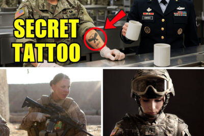 She Was Just Serving Food in the Mess Hall — Until the General Saw Her Tattoo and Dropped Her Tray The mess hall roared with clattering trays and shouted orders — eight hundred soldiers grabbing breakfast before the heat rose over Joint Base Falcon. Maria Santos moved quietly among them, apron tied tight, sliding plates down the line with mechanical rhythm. No one looked at her twice. To them, she was background noise — just another mess hall worker, invisible and forgettable. Then her sleeve slipped. As she reached across the counter, the fabric pulled back to reveal a small black eagle inked above her wrist, talons gripping a scroll of Arabic script. The moment froze. At the corner table, General Patricia Hawthorne — four stars on her collar, twenty-seven years of combat behind her eyes — stood with her coffee halfway to her lips. The mug crashed to the floor. Because that mark didn’t belong on a kitchen worker.