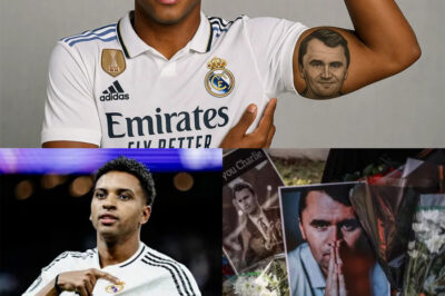 Rodrygo has just set social media abuzz by revealing a tattoo on his arm commemorating Charlie Kirk. The image is simple yet full of emotion, his eyes reflecting a deep, hidden sentiment. The words beneath the tattoo have fans speculating endlessly…