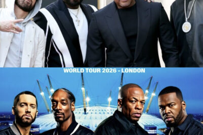 “Shocking revelation: Eminem, Snoop Dogg, Dr. Dre and 50 Cent prepare for World Tour 2026 in the UK, mobilizing more than 1,000 staff and 200 bodyguards to control over 100,000 fans every night”