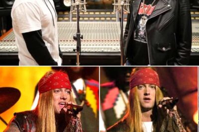 “20 Years Ago He Mocked Axl Rose on Live TV — Now Eminem Has Shocked the World by Teaming Up With the Guns N’ Roses Legend for a Track So Explosive, Fans Say It Feels Like the End of Rock and the Rebirth of Rap All at Once”! In 2004, Slim Shady dressed up as Axl Rose and turned him into the butt of a joke at the MTV VMAs. Everyone laughed. Nobody thought it would ever go further than that. Fast forward two decades, and the unthinkable has happened: Eminem and Axl Rose side by side on the same record, dropping a collaboration that fans are calling “chaotic brilliance” and “the clash of titans we never dared imagine.” One of rap’s most dangerous voices just merged with one of rock’s most notorious rebels — and the internet is losing its mind.