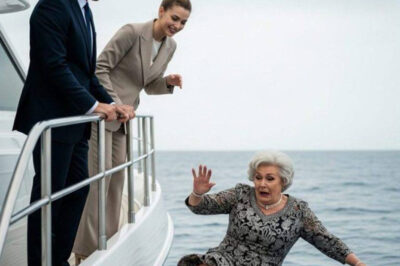 “‘Time to meet the sharks,’ my daughter-in-law whispered before she shoved me overboard. My son watched, smiling, as the sea swallowed me. Their goal? To claim my ten-million-dollar fortune. But when they returned to the mansion, triumphant, I was waiting for them — with a ‘gift.’