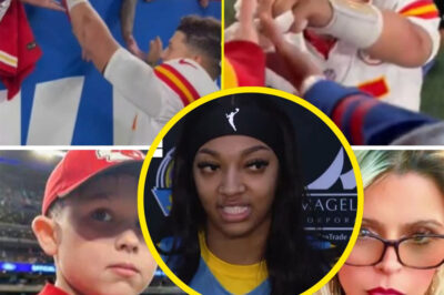 Angel Reese spoke out strongly about the outrage in the NFL, when a New York Giants fan, Nina Miller, snatched the captain’s band from Patrick Mahomes, which he had intended to give to 10-year-old Joey Masters. Reese did not hesitate to criticize Miller’s actions as the “attitude of cruel adults,” also pointing out the mindset of those who try to steal victories from others, leaving fans nodding in agreement at the analytical skills of the Chicago Sky star.