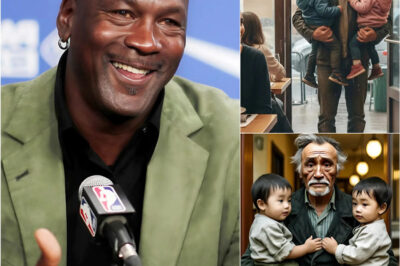 “Excuse me…, if you don’t mind, can you give me the leftovers?” The entire Jingshan restaurant fell silent. Michael Jordan had returned. A man was kneeling by Michael’s table, wet from the rain. His jacket was torn, his shoes mismatched, his face covered in dust. On his chest were two newborn babies, their cheeks pale, their eyes so tired they couldn’t cry. But when Michael looked into their eyes, everything changed…