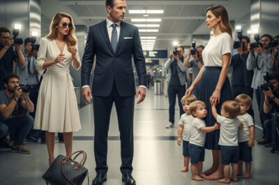 At the Airport, Billionaire Carrying His Mistress’s Bags Like a Gentleman — Then His Wife Walked In with Quadruplets…