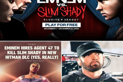 EMINEM EXPLODES ONTO THE SCENE WITH SHOCKING “HITMAN” COLLISION: MARSHALL MATHERS GOES HEAD-TO-HEAD WITH HIS UNHINGED ALTER EGO SLIM SHADY IN THE MOST INSANE BATTLE FANS NEVER SAW COMING — CHAOS, DARKNESS, AND PURE DRAMA UNLEASHED!!The internet just exploded as Eminem announced the craziest collaboration yet—a “Hitman” showdown that throws Marshall Mathers into a dark, twisted battle against his own legendary alter ego, Slim Shady. This isn’t just a game update; it’s an epic war of identities, madness, and raw emotion that hits harder than anything we’ve ever seen. The brand-new trailer—linked below—delivers chaos, suspense, and that signature Slim Shady shock factor fans live for. Brace yourself for an unforgettable collision of worlds that’s set to shake both the music and gaming universe to its core. Watch the trailer now and witness the madness unfold!