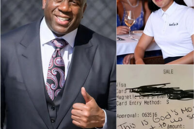 Magic Johnson quietly dined at a small restaurant in Los Angeles – the young waitress, Misa, 24, had no idea that the basketball legend was sitting right in front of her! He ate quietly, folded the bill, and left with a mysterious smile… A few minutes later, when Misa opened the bill, she was stunned and burst into tears in the middle of her shift! Magic Johnson’s handwritten note was more than just a thank you – it changed her life forever!