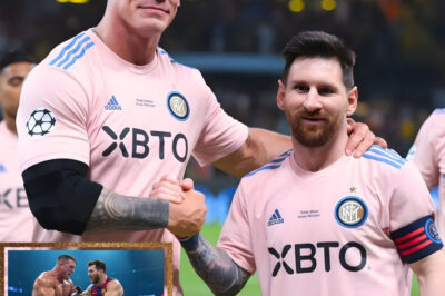 WHEN LEGENDS COLLIDE: John Cena shakes hands with Messi – The stadium goes wild! John Cena I want to meet Messi not in a football match but in…