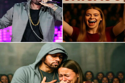 “THE MOMENT THAT BROKE EMINEM” — The Rap God Stops His Chicago Concert in Tears as a Former Foster Girl Walks Onstage Holding a Sign That Changes Everything: “You Promised We’d Rap Together.” What Happened Next Left 80,000 Fans in Silence!Under the glittering Chicago skyline, Eminem stood frozen — mic in hand, eyes locked on a handwritten cardboard sign waving from the front row: “I got into Chicago. You said we’d rap together.” The crowd fell silent as a young woman stepped out — Maya Carter, the foster child from Detroit he’d met 12 years earlier. Back then, she had nothing but a dream and his promise. Tonight, she had kept her end — a college scholarship, a new life, and a faith in the man who told her never to stop believing. When Eminem dropped to one knee, whispered, “I told you I’d be here,” and handed her the mic, the arena erupted. Together, they rapped through tears, turning a hip-hop concert into a living testament of hope, loyalty, and the power of words that never die. Fans called it “the most human moment of his career” — a story no lyric could ever outshine.