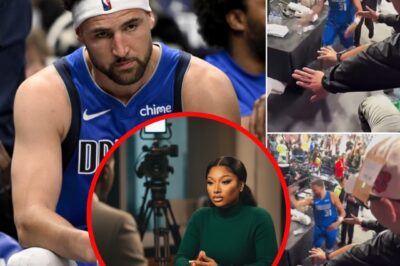 “I CAN’T STAY SILENT ANY LONGER”: MEGAN SPEAKS OUT AS KLAY THOMPSON FACES BACKLASH FOR HIS CONTROVERSIAL ATTITUDE AFTER THE LOSS Social media exploded after Klay Thompson came under heavy criticism for what many called a disrespectful attitude following his team’s defeat. But what shocked fans even more was Megan’s reaction — she unexpectedly broke her silence in the midst of the storm. She wrote just a few short but deeply suggestive words that sent the internet into a frenzy within minutes. According to close sources, Megan had witnessed everything and felt she “couldn’t stay silent any longer.” Her words were described as “both heartbreaking and powerful,” sparking speculation about what might truly be happening behind the scenes.