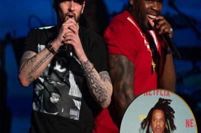 Backstage Drama Erupts as Roc Nation Nearly Cuts 50 Cent from the $6.5 Million Halftime Show — Until Eminem Delivers a Career-Defining Ultimatum. The 2022 Super Bowl Halftime Show featuring hip-hop legends almost lost a crucial figure: 50 Cent. Reports say organizers initially left him out.