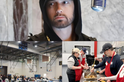 When wildfires displaced dozens Eminem arrived with 75 sleeping bags and cooked chili for everyone.