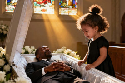 “Daddy’s only sleeping,” the little girl murmured at the coffin, moments before an unthinkable turn froze the room.