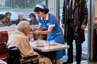 A Billionaire Stopped at a Broken Diner and Saw a Waitress Feeding a Disabled Old Man — What He Learned That Night Changed Everything He Thought He Knew About Power