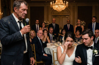 “They don’t belong here,” my mother-in-law whispered, staring at my father’s work-worn hands. “A garbage collector at a wedding like this?” my father-in-law scoffed. I felt my chest tighten—until my dad slowly stepped forward and said, calmly, “Since I’m being asked to leave… I think it’s time I tell you who paid for this wedding.” The music stopped. Every face went pale. And that was just the beginning.