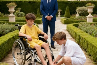 “I’LL WASH YOUR FOOT AND YOU’LL WALK” – His Son Was Born Paralyzed And Spent 12 Years In A Wheelchair—The Billionaire Father Thought All Hope Was Gone Until A Strange Boy Climbed Their Fence With A Dented Basin…
