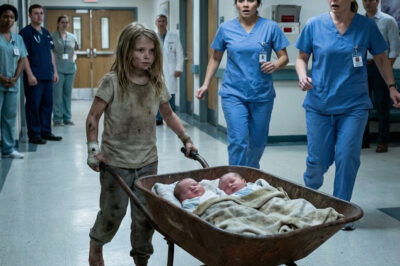 “My mommy hasn’t woken up in three days,” a seven-year-old girl said softly as she pushed a wheelbarrow for miles, trying to save her newborn twin brothers. What happened next shocked the entire hospital and left everyone speechless.