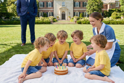A Wealthy Businessman Came Home Late on His Sons’ Birthday—Until He Saw the Housekeeper’s Simple Garden Celebration and Understood the Truth About Being a Father