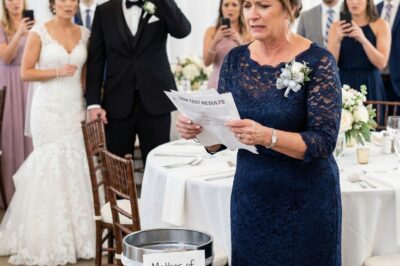At my son’s wedding, I walked into the reception and froze. My reserved seat—right next to him—had been replaced with a trash can. “It’s just a joke, don’t be so dramatic,” my daughter-in-law smirked as everyone burst out laughing. They stopped laughing when I stood up, lifted the DNA test results, and said, “Then let’s see who’s really a joke… starting with your ‘son.’”