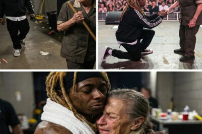 Lil Wayne knelt down in front of an elderly female janitor — a moment that left millions of music fans in tears.